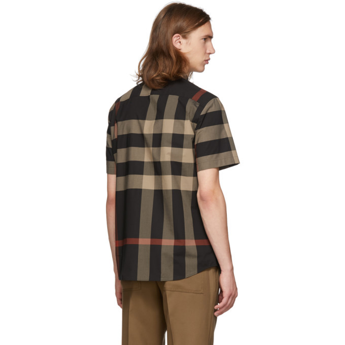 Burberry 'Somerton' Short Sleeve Check Stretch Cotton Shirt