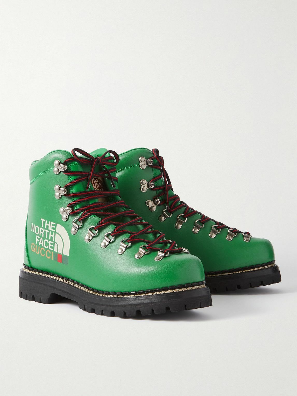 Gucci X The North Face Leather Hiking Boots in Green for Men