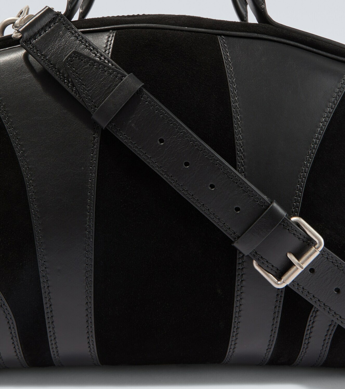 Dries Van Noten Leather-trimmed suede duffel bag