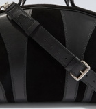 Dries Van Noten Leather-trimmed suede duffel bag