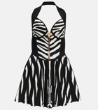 Balmain - Zebra-jacquard knit minidress