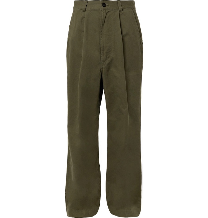 Photo: Margaret Howell - MHL Pleated Cotton-Drill Trousers - Green