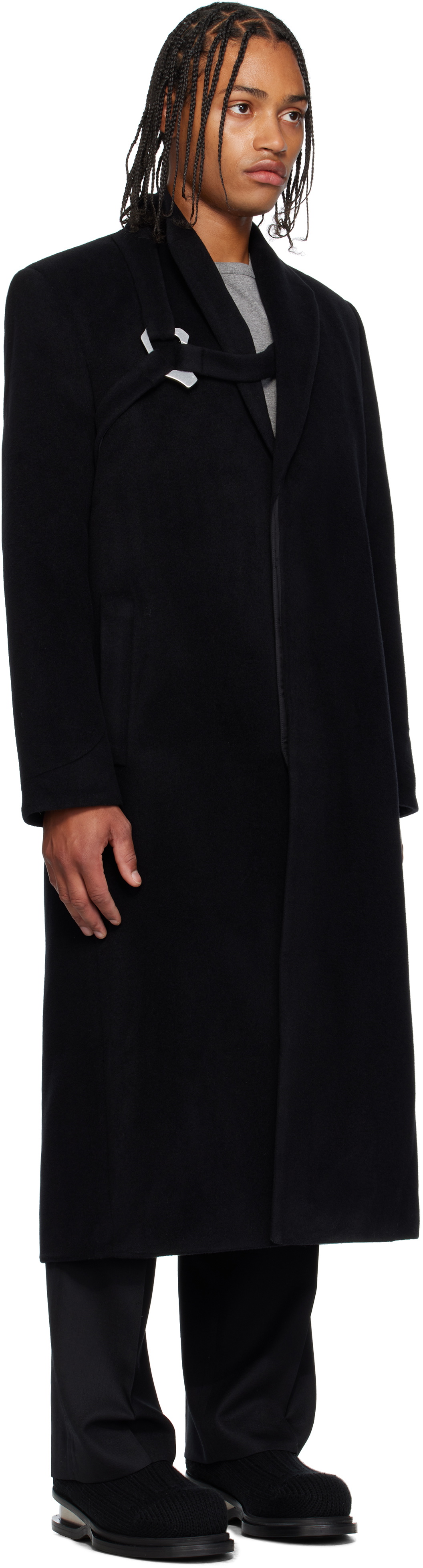 HELIOT EMIL Black Titan Wool Coat