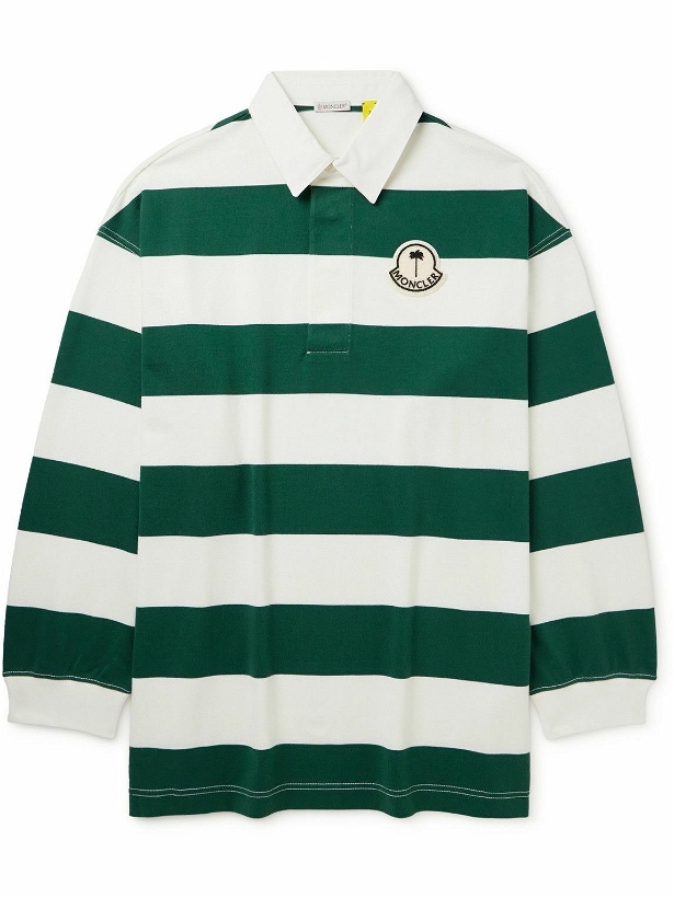 Photo: Moncler Genius - Palm Angels Oversized Logo-Appliquéd Cotton-Jersey Polo Shirt - Green