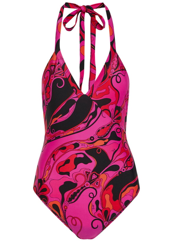 Photo: Pucci Printed Halterneck Swimsuit Pink
