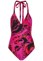Pucci Printed Halterneck Swimsuit Pink