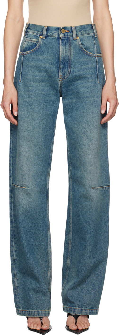 Darkpark Blue Cotton Relaxed Fit Jeans