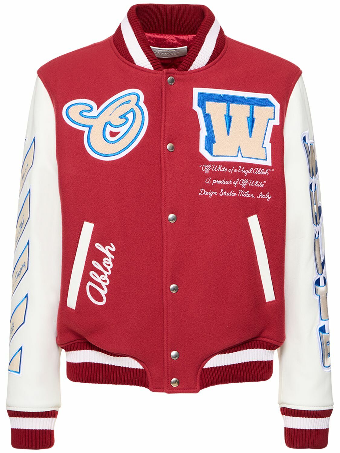 OFF-WHITE - On The Go Leather Varsity Jacket Off-White