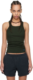 GREG ROSS Khaki Raw Edge Tank Top