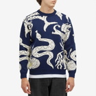 Percival Men's Grecian Freize Crew Neck Sweater in Navy