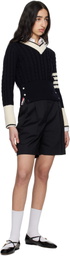 Thom Browne Black Typewriter Cloth Double Pleat Shorts