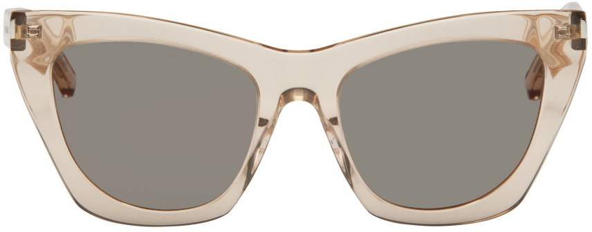 サングラス SAINT LAURENT Woman Sunglasses Beige SL214KATETHIN 002 Saint Laurent Beige SL 214 Kate Sunglasses Saint Laurent