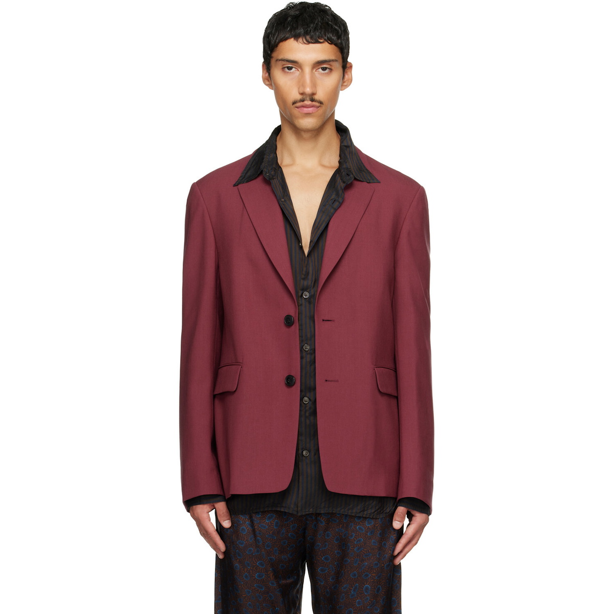 Dries Van Noten Burgundy Wool Blazer