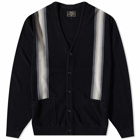 Beams Plus Men's Stripe Jaquard Cardigan in Black