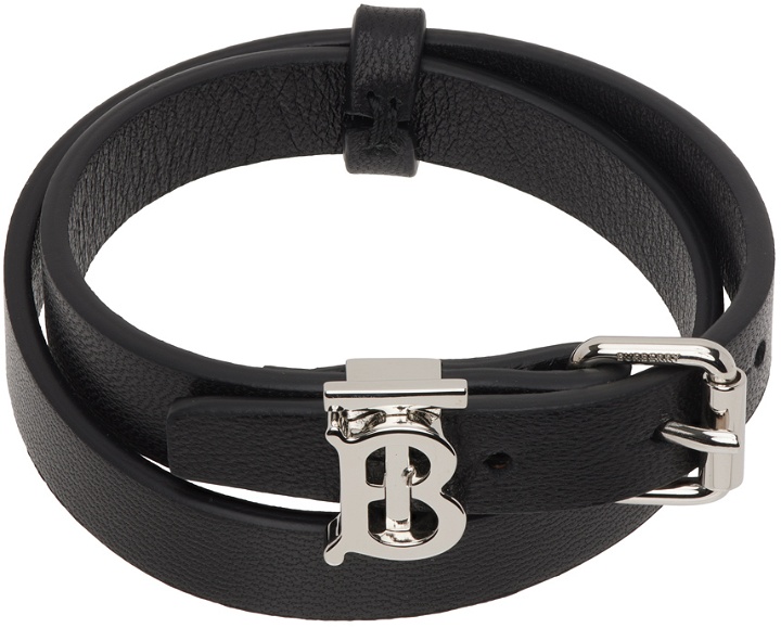 Photo: Burberry Black Monogram Motif Leather Bracelet