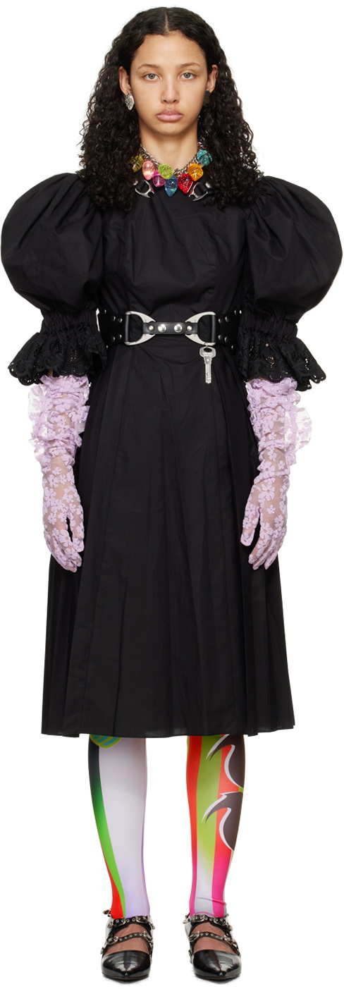 ワンピース CHOPOVA LOWENA HENLIS KILT DRESS 2024SS Chopova Lowena Black Henlis Kilt Midi Dress Chopova Lowena