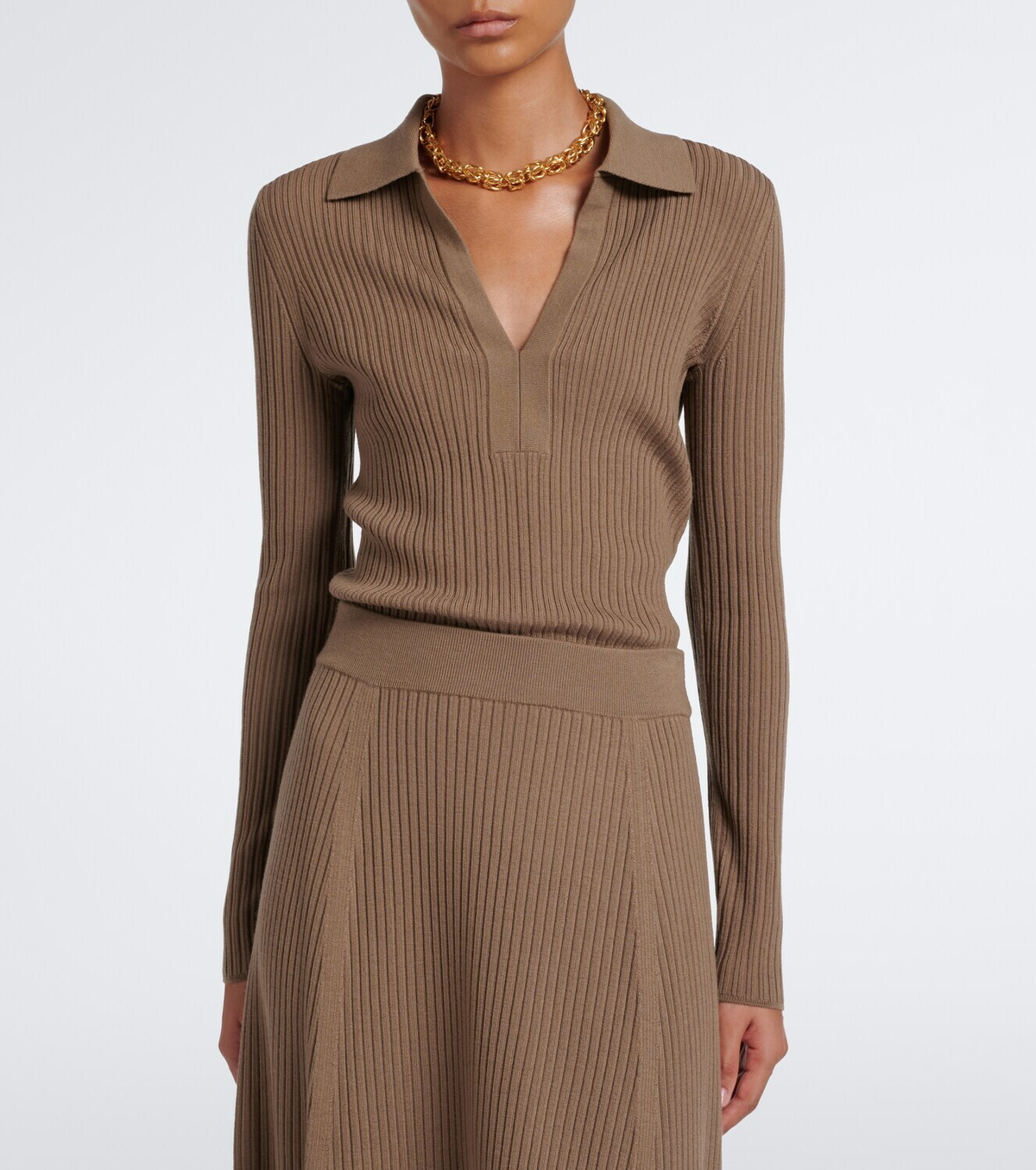 Joseph Ribbed-knit wool-blend polo sweater