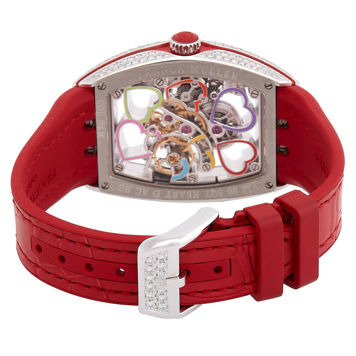 Franck Muller Vanguard Heart Skeleton Hand Wind Diamond Ladies Watch V 35 S6 SQT HEART D COL DR AC RG AC