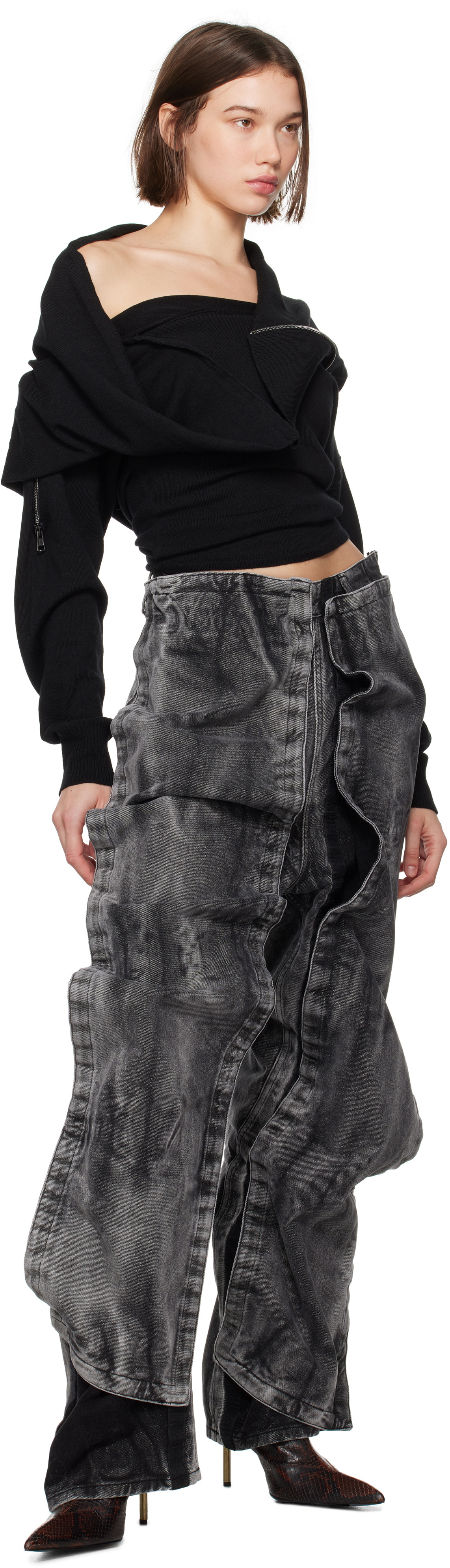 Y/Project Black Velcro Panel Jeans