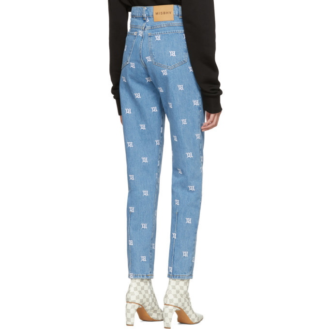 Pants and jeans MISBHV Monogram Denim High Waisted Trousers Denim Blue