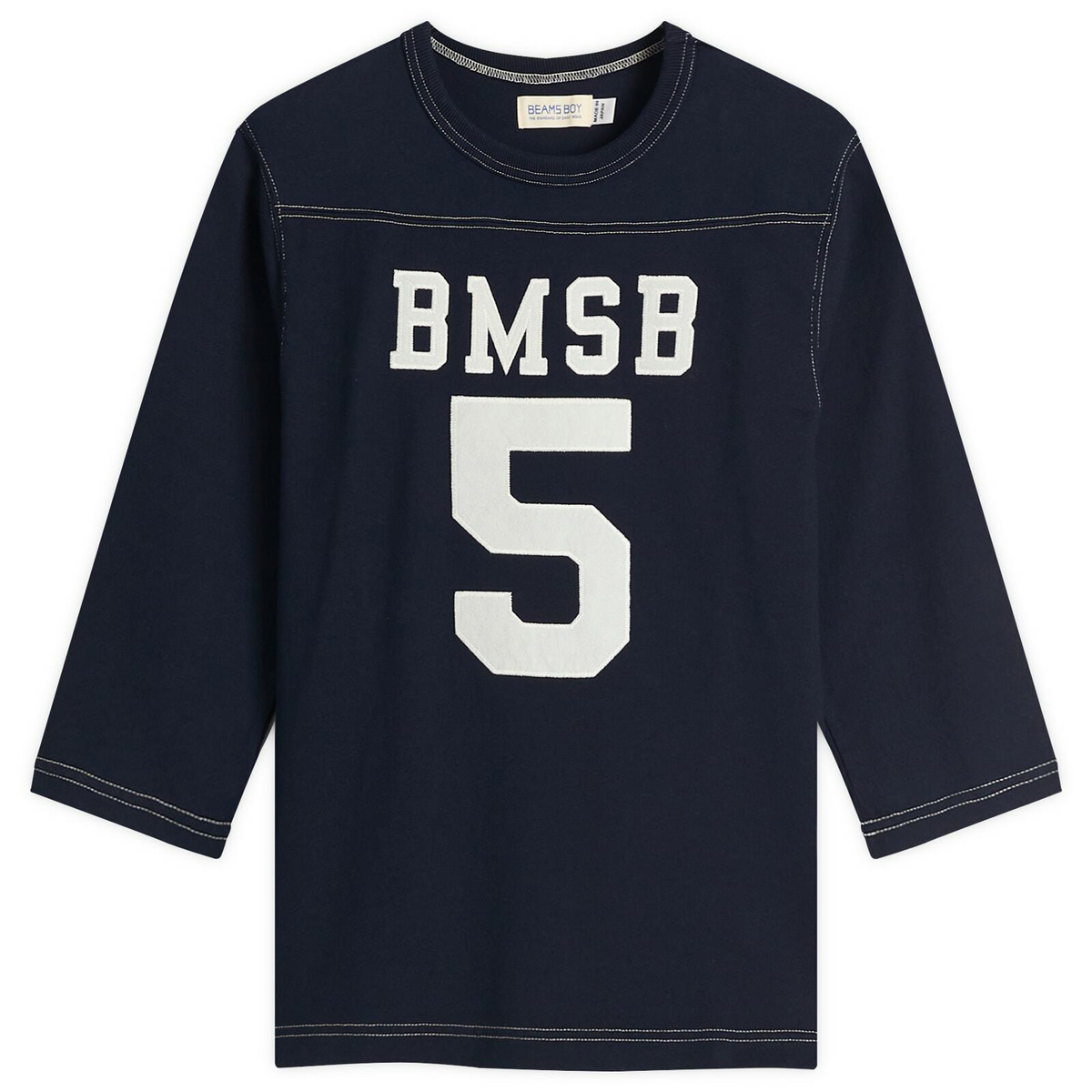 Beams Boy Women's 3/4 Sleeve Football T-Shirt in Navy 