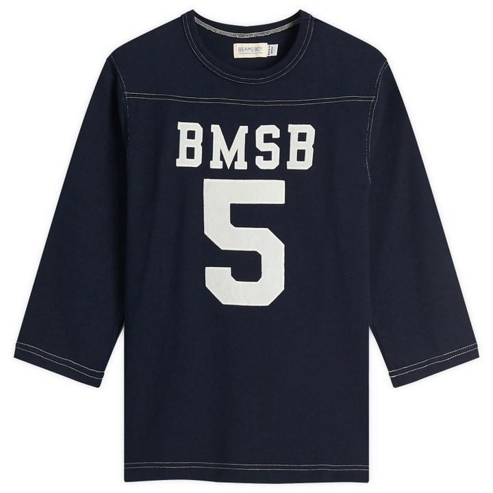 Photo: Beams Boy Women's 3/4 Sleeve Football T-Shirt in Navy 