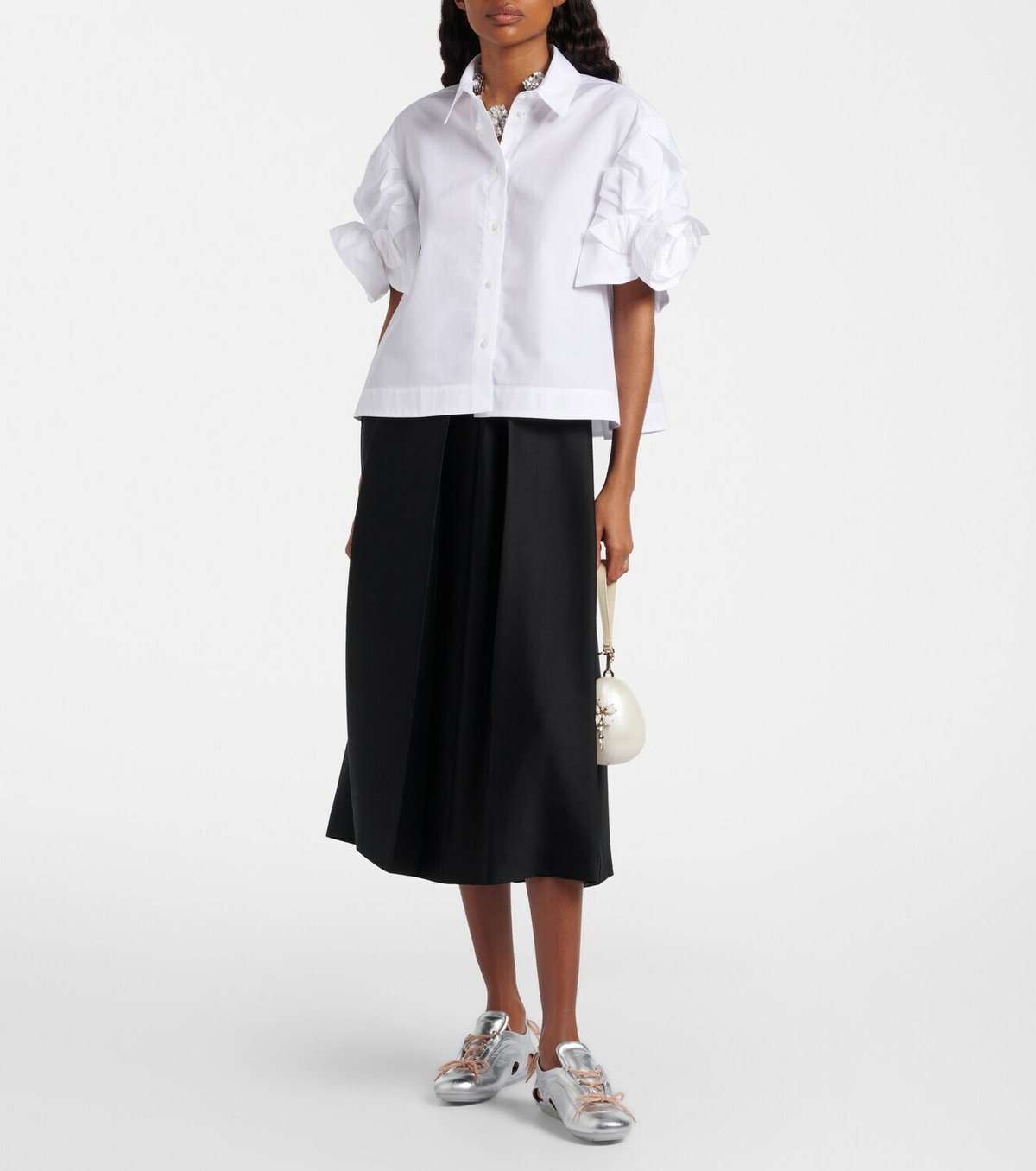 Simone Rocha Cutout metallic leather sneakers