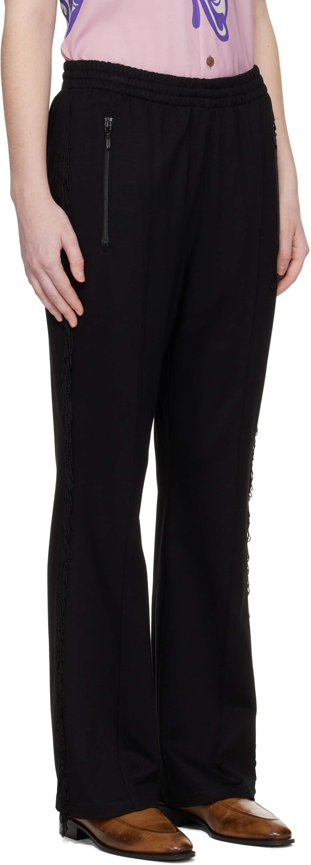 NEEDLES Black Fringe Boot Cut Track Pants
