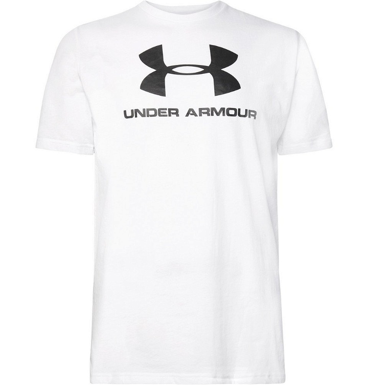 Photo: Under Armour - Sportstyle Logo-Print Cotton-Blend Jersey T-Shirt - White