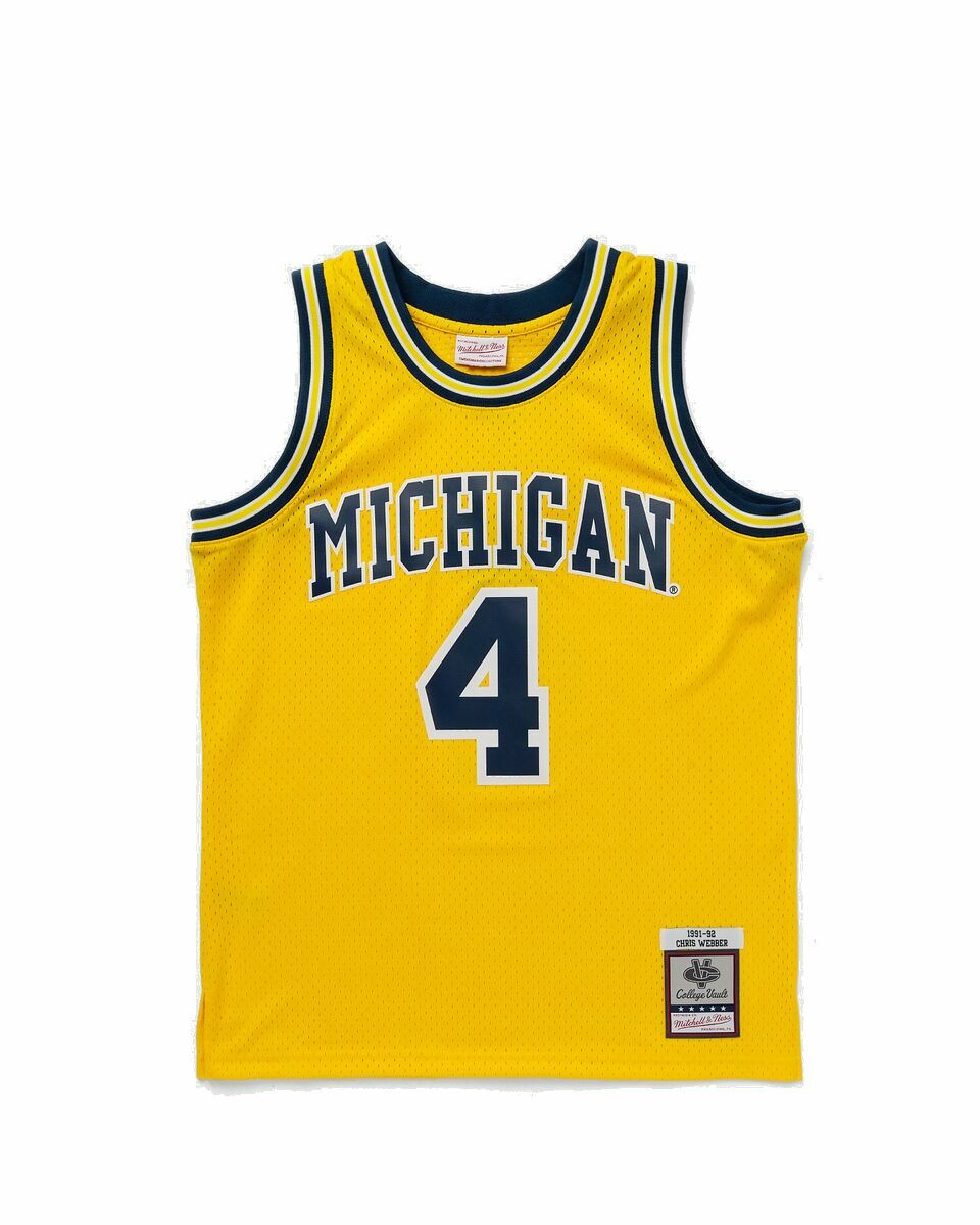 Photo: Mitchell & Ness Ncaa Swingman Jersey Michigan Wolverines Maize 1991 92 Chris Webber #4 Yellow - Mens - Jerseys