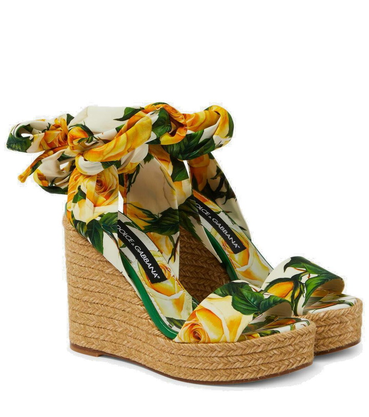 Photo: Dolce&Gabbana Floral satin wedge espadrilles