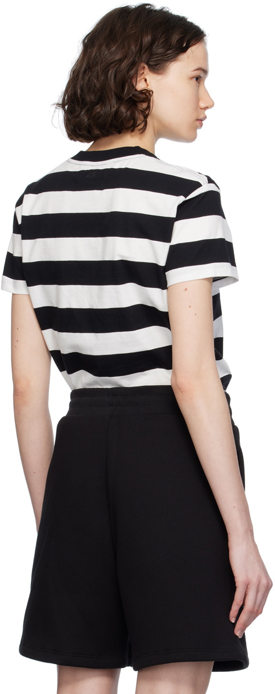 AMI Paris Black & White Striped T-Shirt