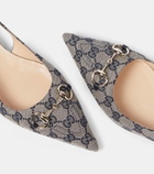 Gucci Horsebit GG canvas slingback flats