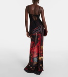 Jean Paul Gaultier Printed mesh slip dress