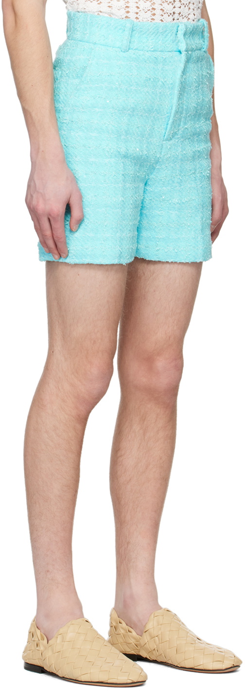 young n sang Blue Sequinned Shorts