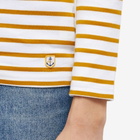 Armor-Lux Women's Long Sleeve Breton T-Shirt in White/Curry