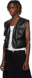 LU'U DAN Black Cargo Faux-Leather Vest