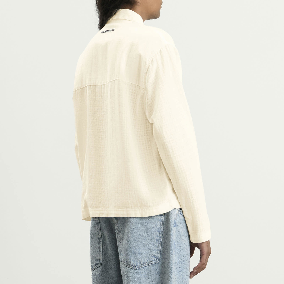 MKI Men's Loose Weave Check Rider Jacket in Bone