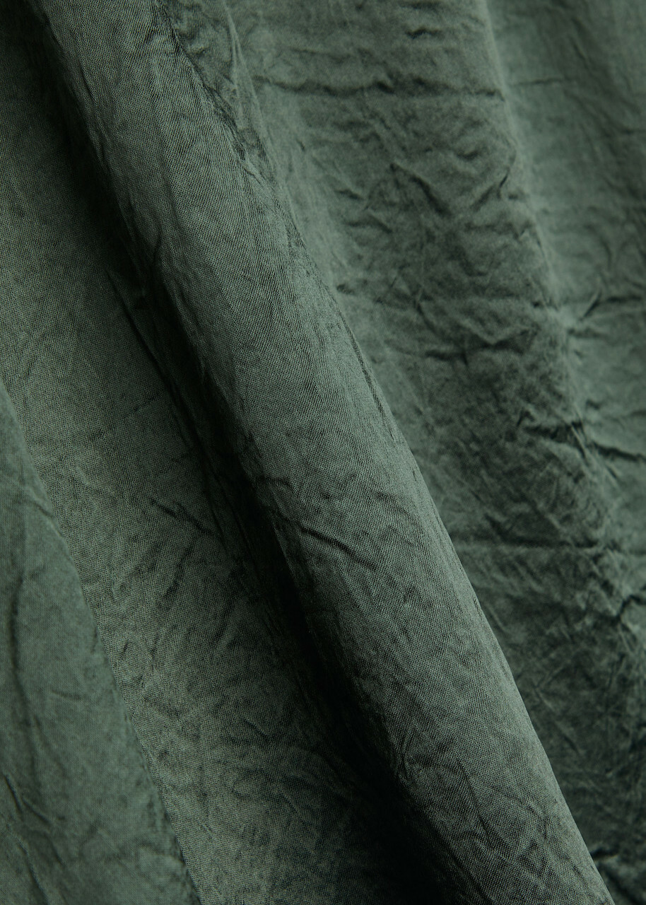 Eileen Fisher Crinkled Satin Midi Dress Dark Green
