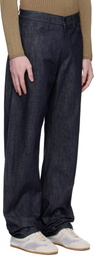 Mugler Navy Straight Raw Denim Jeans