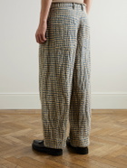 Story mfg. - Lush Barrel-Leg Pleated Checked Organic Cotton Trousers - Brown