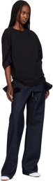Dries Van Noten Black Ruffled Cotton Waist Belt