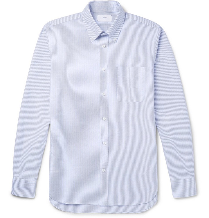 Photo: Mr P. - Slim-Fit Button-Down Striped Cotton Shirt - Men - Blue