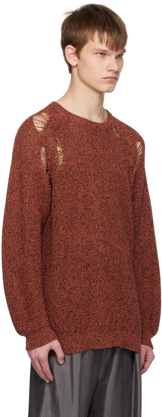 Vein Orange Distressed Sweater