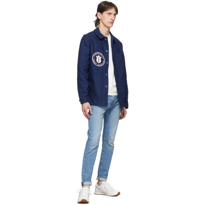 Junya Watanabe Navy Le Laboureur Edition Tulip Patch Work Jacket