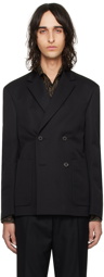 Dries Van Noten Black Double-Breasted Blazer