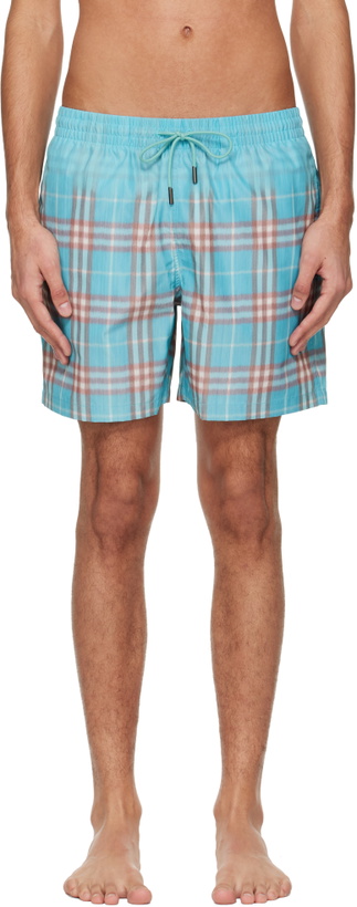 Photo: Burberry Blue Gradient Check Swim Shorts