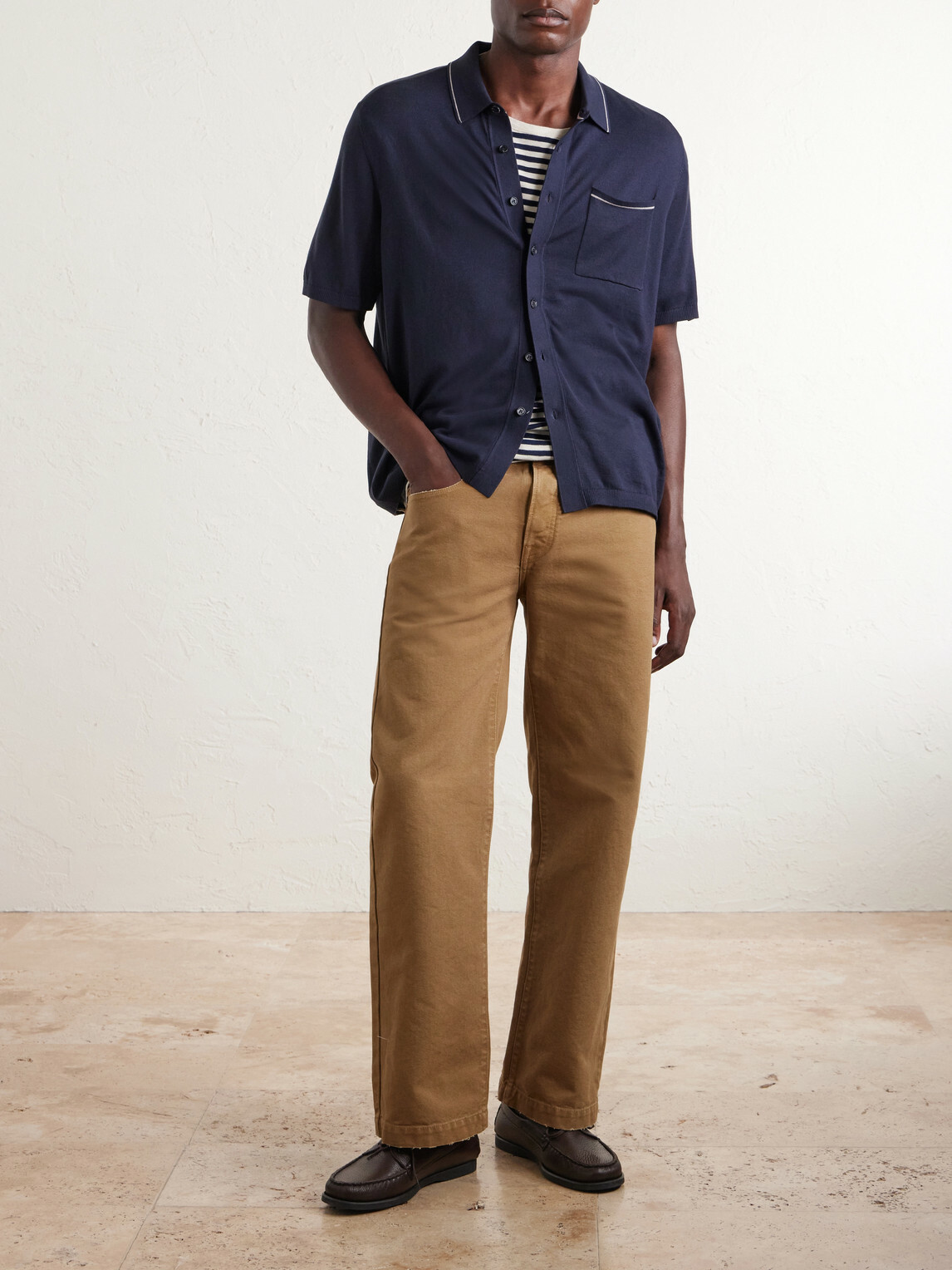 Rag & Bone - Conrad Cotton and Silk-Blend Polo Shirt - Blue