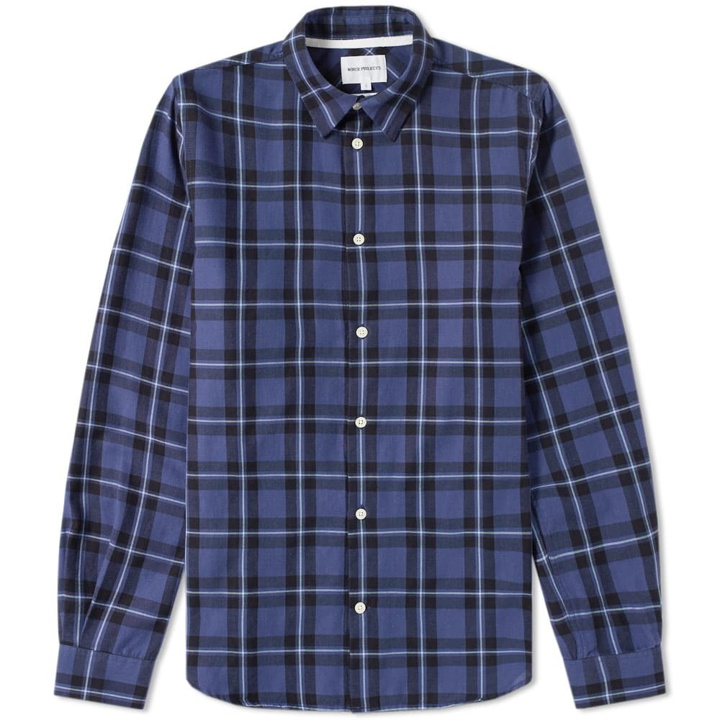 Photo: Norse Projects Hans Classic Check Shirt Blue