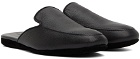 Manolo Blahnik Black Leather Montague Loafers